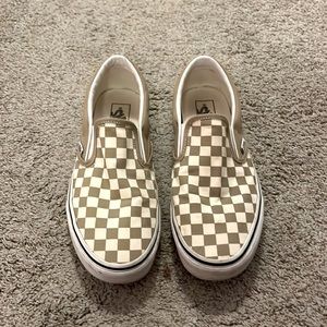 Gold and Cream Vans Checkers Slip-ons